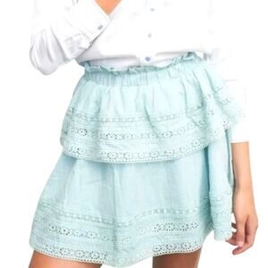 THE SHIRT Rochelle Behrens Ruffle Fairy Skirt S Pastel Green Crochet Lace Layers